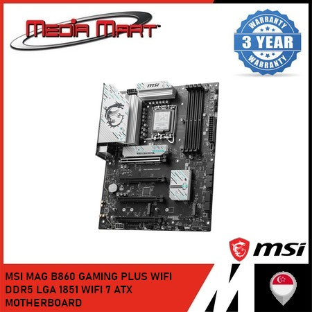 MSI MAG B860 GAMIING PLUS WIFI DDR5 LGA 1851 WIFI 7 ATX MOTHERBOARD