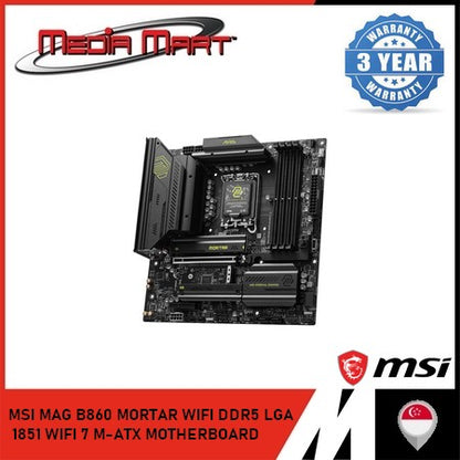 MSI MAG B860M MORTAR WIFI DDR5 LGA 1851 WIFI 7 M-ATX MOTHERBOARD