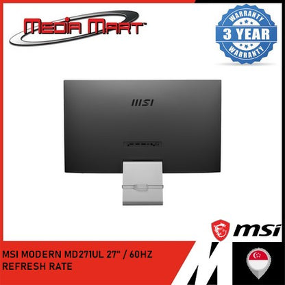 MSI MODERN MD271UL | 27'' 4K UHD / MONITOR 60HZ REFRESH RATE / IPS PANEL / FLATSCREEN / HDMI 2.0B / DP 1.2A