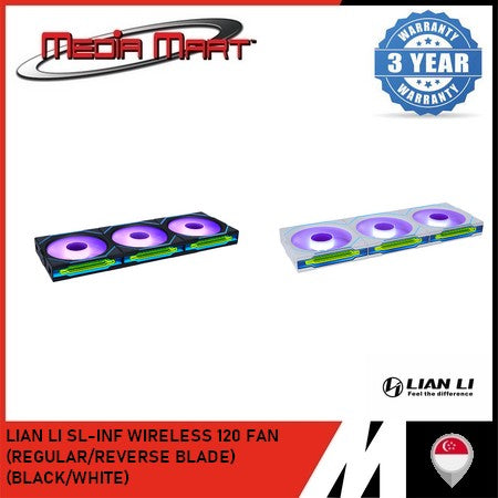 LIAN LI SL-INF WIRELESS 120 FAN (REGULAR/REVERSE BLADE) (BLACK/WHITE) 1PC PACK/3PC PACK