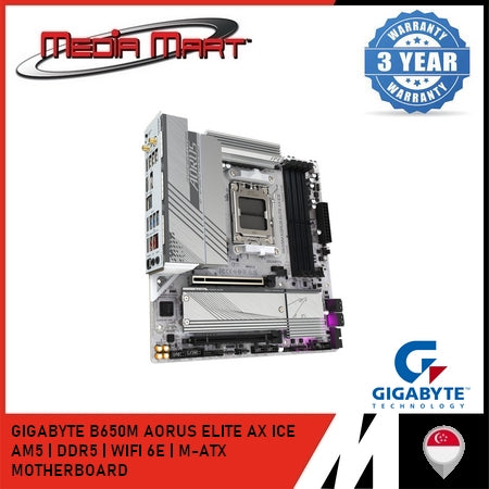 GIGABYTE B650M AORUS ELITE AX ICE AM5 DDR5 M-ATX MOTHERBOARD