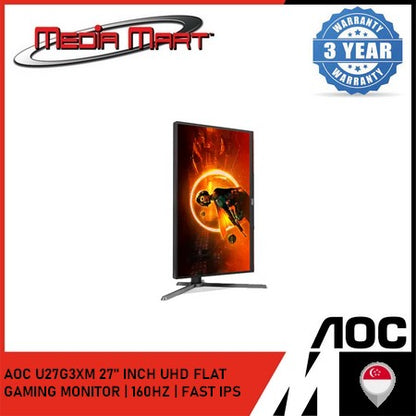 AOC U27G3XM 27" INCH UHD FLAT GAMING MONITOR | 160HZ / FAST IPS / 1MS / HDMI 2.1 / DP 1.4