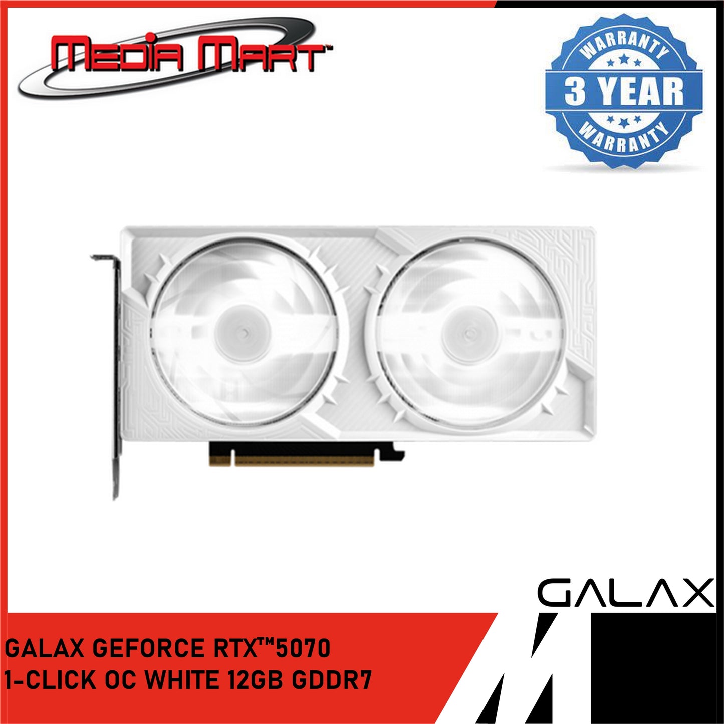 GALAX GEFORCE RTX™ 5070 1-CLICK OC 12GB GDDR7 GRAPHICS CARD (WHITE)