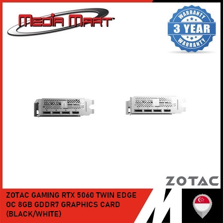 ZOTAC GAMING RTX 5060 TWIN EDGE OC 8GB GDDR7 GRAPHICS CARD (BLACK/WHITE)