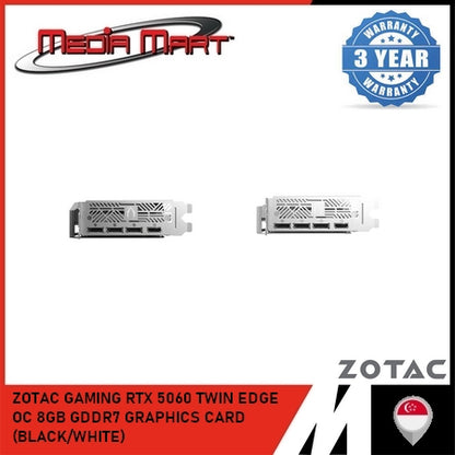 ZOTAC GAMING RTX 5060 TWIN EDGE OC 8GB GDDR7 GRAPHICS CARD (BLACK/WHITE)