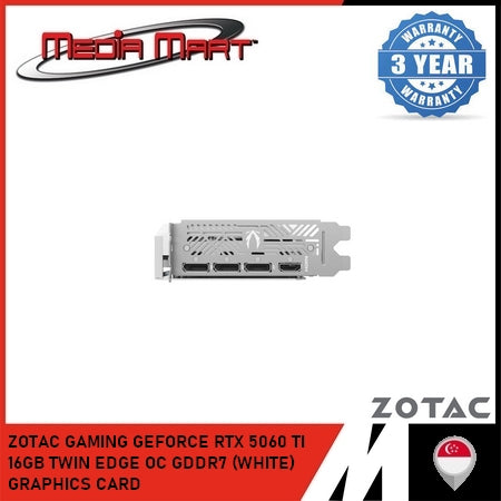 ZOTAC GAMING GEFORCE RTX 5060 TI 16GB TWIN EDGE OC GDDR7 (WHITE) GRAPHICS CARD