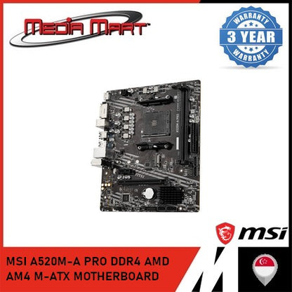 MSI A520M-A PRO DDR4 AMD AM4 M-ATX MOTHERBOARD