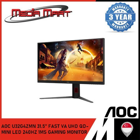 AOC U32G4ZMN 31.5"/UHD/MINI-LED (QD)/FAST/240HZ GAMING MONITOR