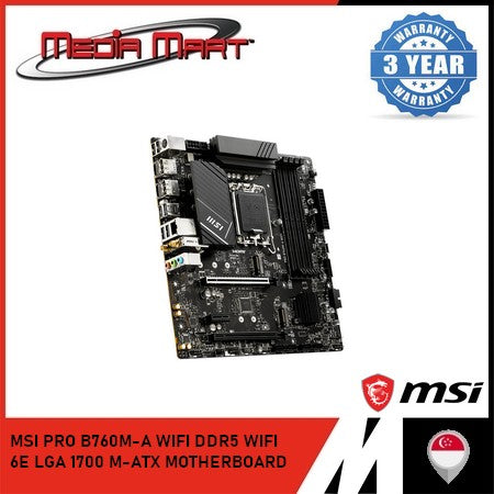 MSI PRO B760M-A WIFI DDR5 WIFI 6E LGA 1700 M-ATX MOTHERBOARD