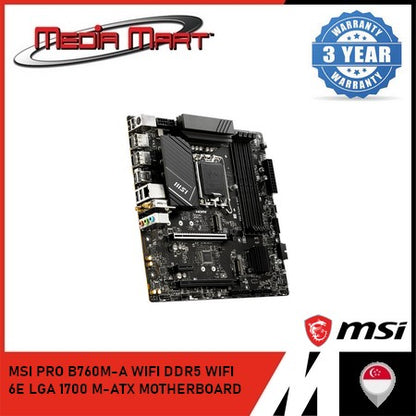 MSI PRO B760M-A WIFI DDR5 WIFI 6E LGA 1700 M-ATX MOTHERBOARD