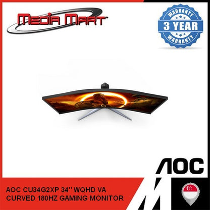 AOC CU34G2XP 34" WQHD VA CURVED 180HZ GAMING MONITOR