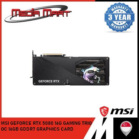 MSI GEFORCE RTX 5080 16G GAMING TRIO OC 16GB GDDR7 GRAPHICS CARD