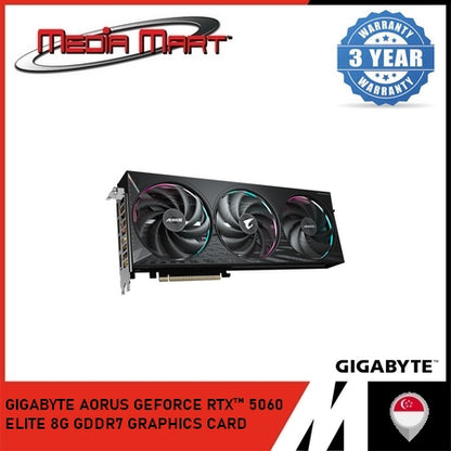 GIGABYTE AORUS GEFORCE RTX 5060 ELITE 8G GDDR7 GRAPHICS CARD