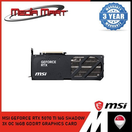 MSI GEFORCE RTX 5070 TI 16G SHADOW 3X OC 16GB GDDR7 GRAPHICS CARD