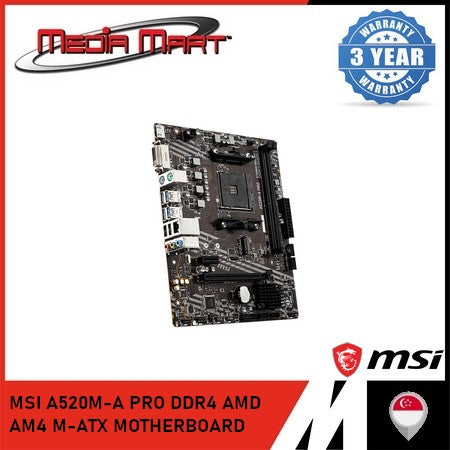 MSI A520M-A PRO DDR4 AMD AM4 M-ATX MOTHERBOARD