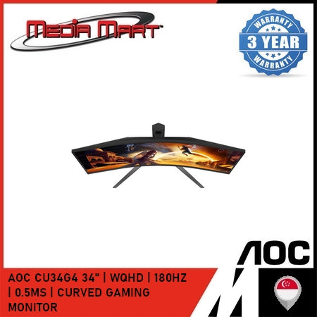 AOC CU34G4 34" | WQHD | 180HZ | 0.5MS | CURVED GAMING MONITOR