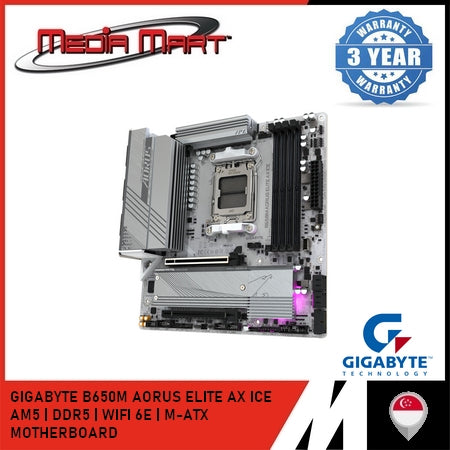 GIGABYTE B650M AORUS ELITE AX ICE AM5 DDR5 M-ATX MOTHERBOARD