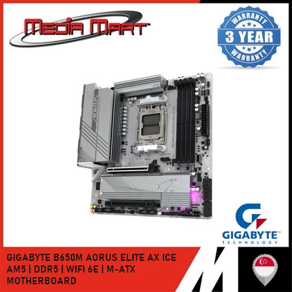 GIGABYTE B650M AORUS ELITE AX ICE AM5 DDR5 M-ATX MOTHERBOARD