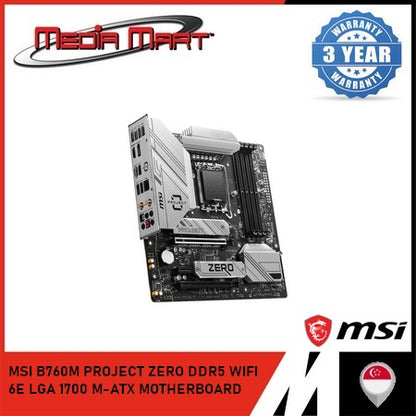 MSI B760M PROJECT ZERO DDR5 WIFI 6E LGA 1700 M-ATX MOTHERBOARD