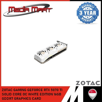 ZOTAC GAMING GEFORCE RTX 5070 TI  SOLID CORE OC WHITE EDITION 16GB GDDR7 GRAPHICS CARD