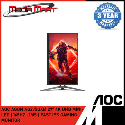 AOC AGON AG275UXM 27" FAST IPS UHD QD-MINI LED | 165HZ 1MS GAMING MONITOR