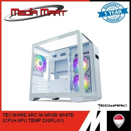 TECWARE ARC M ARGB CURVED TG MATX CASE WITH CPU & GPU TEMPERATURE DISPLAY (WHITE))