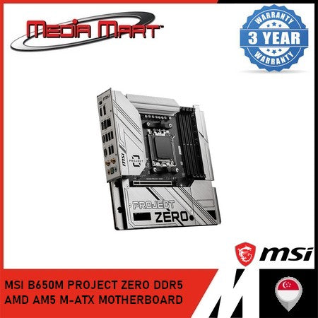 MSI B650M PROJECT ZERO DDR5 AMD AM5 M-ATX MOTHERBOARD