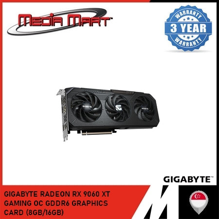 GIGABYTE RADEON RX 9060 XT GAMING OC GDDR6 GRAPHICS CARD (8GB/16GB)