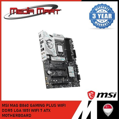 MSI MAG B860 GAMIING PLUS WIFI DDR5 LGA 1851 WIFI 7 ATX MOTHERBOARD