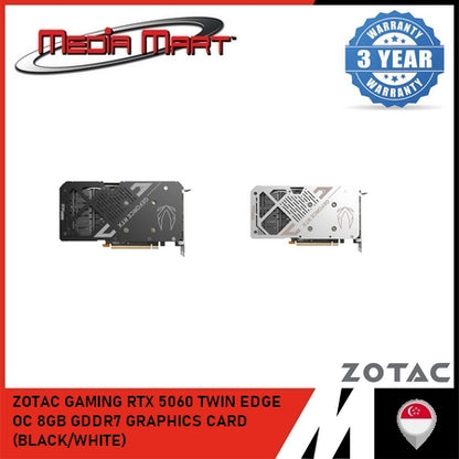 ZOTAC GAMING RTX 5060 TWIN EDGE OC 8GB GDDR7 GRAPHICS CARD (BLACK/WHITE)