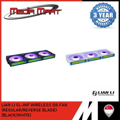 LIAN LI SL-INF WIRELESS 120 FAN (REGULAR/REVERSE BLADE) (BLACK/WHITE) 1PC PACK/3PC PACK
