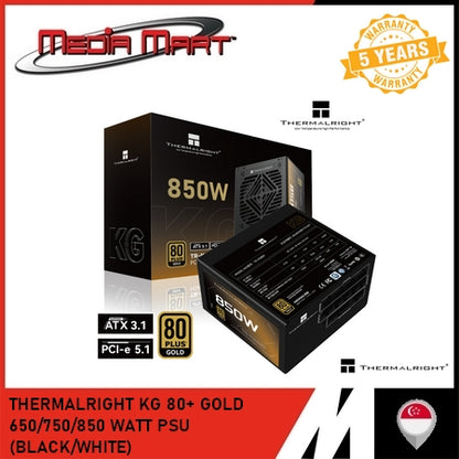 THERMALRIGHT KG 80+ GOLD 650/750/850 WATT PSU (BLACK/WHITE)