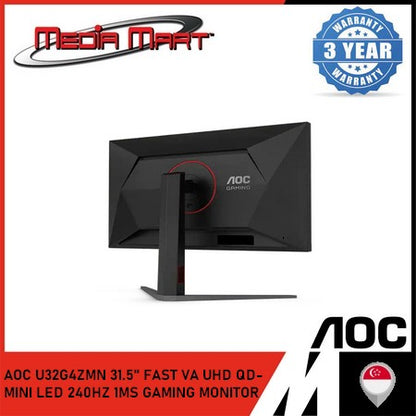 AOC U32G4ZMN 31.5"/UHD/MINI-LED (QD)/FAST/240HZ GAMING MONITOR