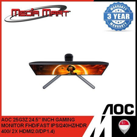 AOC 25G3Z 24.5" INCH GAMING MONITOR FHD/FAST IPS/280HZ/HDR  400/ 2X HDMI2.0/DP1.4)
