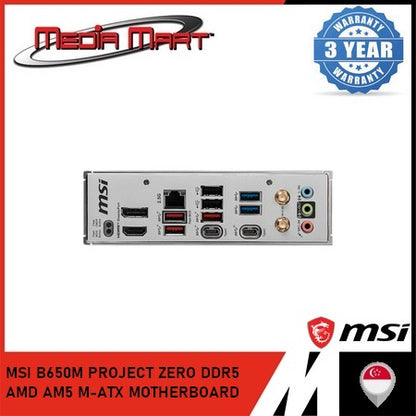 MSI B650M PROJECT ZERO DDR5 AMD AM5 M-ATX MOTHERBOARD