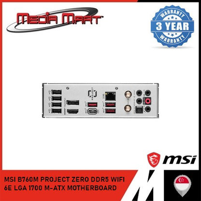 MSI B760M PROJECT ZERO DDR5 WIFI 6E LGA 1700 M-ATX MOTHERBOARD
