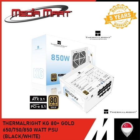 THERMALRIGHT KG 80+ GOLD 650/750/850 WATT PSU (BLACK/WHITE)