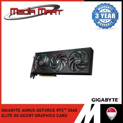 GIGABYTE AORUS GEFORCE RTX 5060 ELITE 8G GDDR7 GRAPHICS CARD