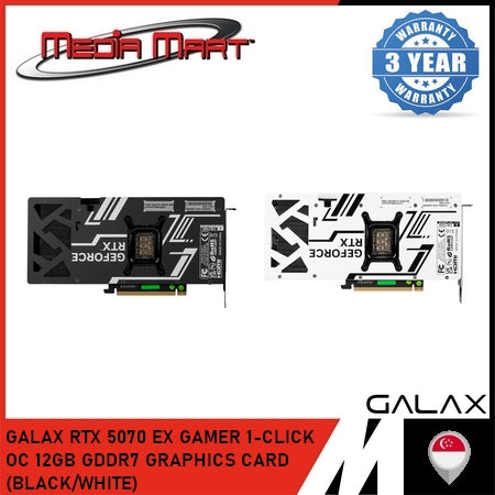 GALAX RTX 5070 EX GAMER 1-CLICK OC 12GB GDDR7 GRAPHICS CARD (BLACK/WHITE)