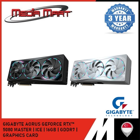 GIGABYTE AORUS GEFORCE RTX 5080 MASTER | ICE | 16GB | GDDR7 | GRAPHICS CARD