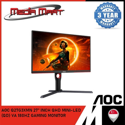 AOC Q27G3XMN 27" INCH/2K QHD MINI-LED/(QD)/VA/180HZ/1MS/GAMING MONITOR