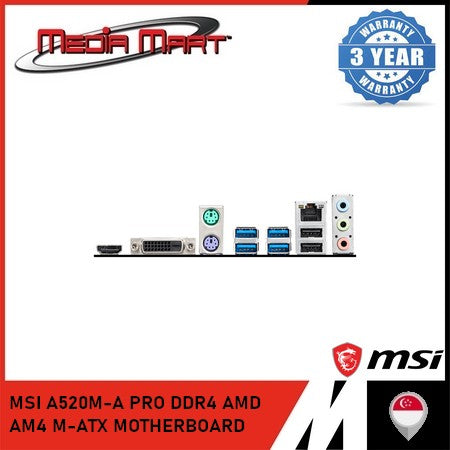 MSI A520M-A PRO DDR4 AMD AM4 M-ATX MOTHERBOARD