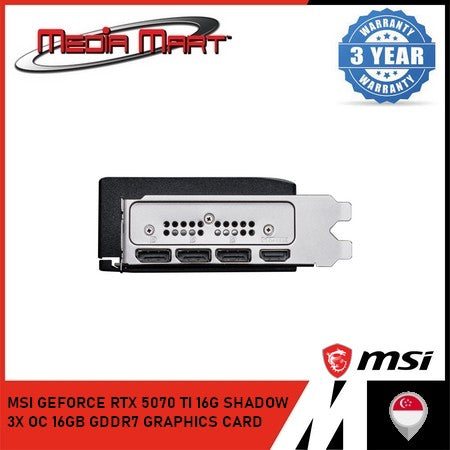 MSI GEFORCE RTX 5070 TI 16G SHADOW 3X OC 16GB GDDR7 GRAPHICS CARD