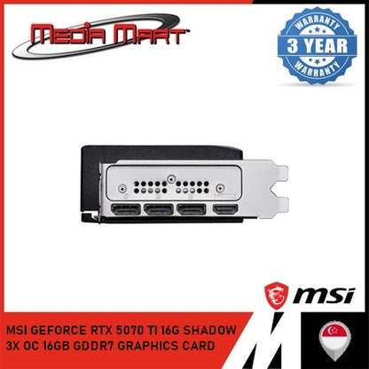 MSI GEFORCE RTX 5070 TI 16G SHADOW 3X OC 16GB GDDR7 GRAPHICS CARD