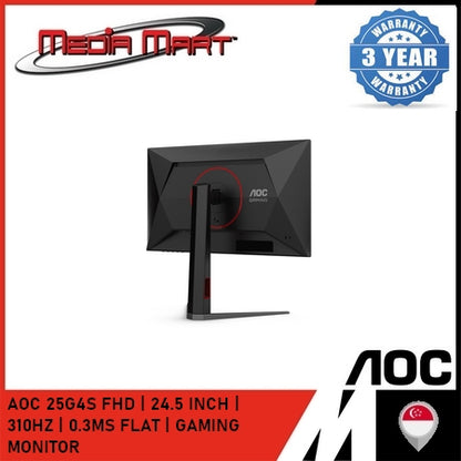 AOC 25G4S FHD | 24.5 INCH |  310HZ | 0.3MS FLAT | GAMING MONITOR