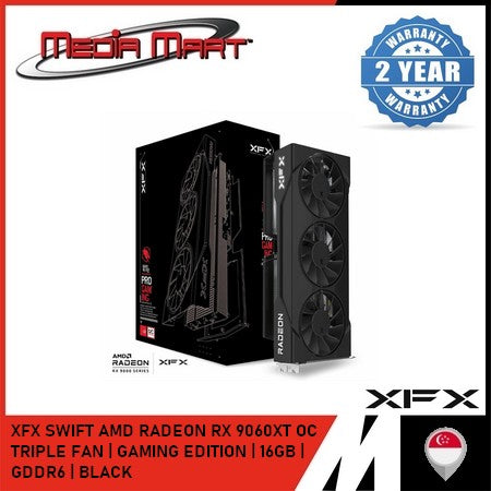 XFX SWIFT AMD RADEON RX 9060XT TRIPLE FAN | OC GAMING EDITION | 16GB | GDDR6 | BLACK | WHITE |