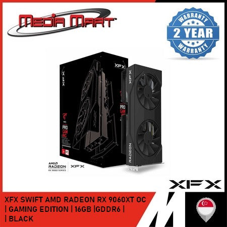 XFX SWIFT AMD RADEON RX 9060XT | OC GAMING EDITION | 16GB | GDDR6 | BLACK | WHITE |