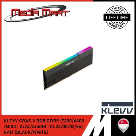 KLEVV CRAS V RGB DDR5 (7200/6400/6000 | CL28/30/32/34) RAM (BLACK/WHITE)