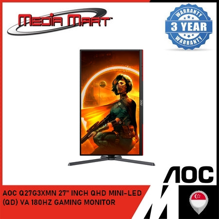 AOC Q27G3XMN 27" INCH/2K QHD MINI-LED/(QD)/VA/180HZ/1MS/GAMING MONITOR