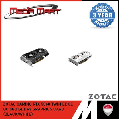 ZOTAC GAMING RTX 5060 TWIN EDGE OC 8GB GDDR7 GRAPHICS CARD (BLACK/WHITE)